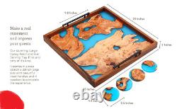 Epoxy Resin Serving Tray Burl Glowing Wooden Home Decor Coffee Tray