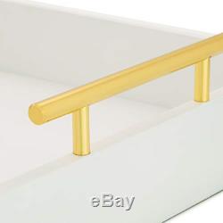 Esther Decorative Coffee Table Tray White and Gold, Wood Serving Tray for or