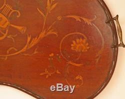Exceptional Ca. 1880's English Edwardian Inlaid Mahogany Serving Tray