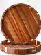 Extra Large Round Serving Tray 20INCH Heavy Duty Acacia Wood Trays set of 2