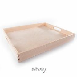 Extra Large Wooden Serving Tray / 50x40cm / Plain Wood Breakfast Dinner Platter