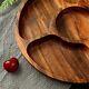 Fine Quality Round Serving Trays Acacia Wooden Divided Plates Set Dishes