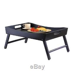Foldable Wooden Breakfast Tray Serving Laptop Computer Table Folds Leg Bed Black