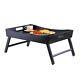 Foldable Wooden Breakfast Tray Serving Laptop Computer Table Folds Leg Bed Black