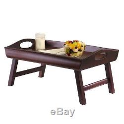 Foldable Wooden Tray Breakfast In Bed Legs Serving Laptop Table Desk Curved Side