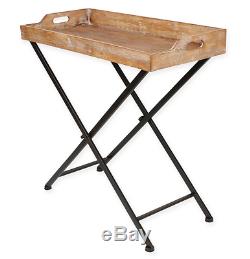 Foldable square tray table wood bed breakfast lunch dinner serving stand food TV