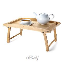 Folding Wooden Bed Tray Breakfast Serving Food Foldable Legs Elegant Table Lap