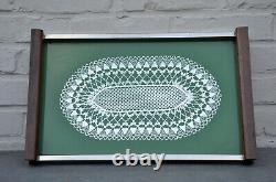 French Art Deco Green Modernist Bauhaus Cocktail Serving Tray Lace Decor