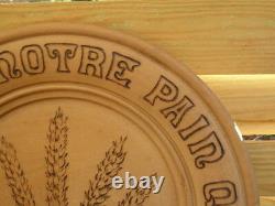 French Carved Wood CHEESE BREAD BOARD Tray Folk Art Prayer Donnez-nou Notre Pain