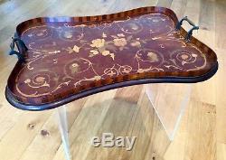 Georgian Mahogany Floral inlay with multi-colour gallery Butlers Serving Tray