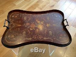 Georgian Mahogany Floral inlay with multi-colour gallery Butlers Serving Tray