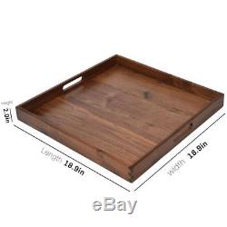 Glitz Star 19 x 19 inches Large Square Wooden Solid Serving Tray with Handle