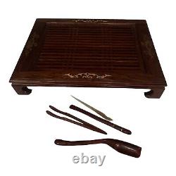 Gongfu 19pc Tea Tray Serving Table Tea Plate Polishing Heavy Bamboo Tray