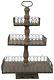 Grey Wash Wood and Metal 3-Tier Tray Square Serving Platter Cupcakes