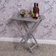 Grey Wooden Butler Table Serving Tray Folding Stand Chic Modern Kitchen Home