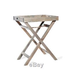Grey Wooden Spruce Dining Party Folding Butlers Removable Serving Tray Table