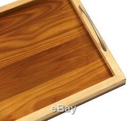 Handmade Wooden Serving Kitchen Tray With Handles Wood Natural Food Tea Carrier