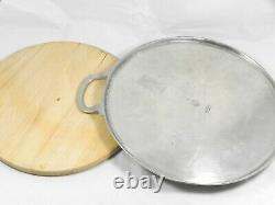 HTF Arte Italica Marinoni 12 Round Tray Platter with Handles Pewter with Wood Top