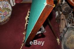 HUGE Antique Victorian Wood Serving Tray WithMetal Inlay Scrolls-Hand Handles