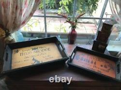 Halloween Hardwood Heavy Serving Tray HP OOAK Witch Herb Hand Painted Vintage Re