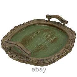 Hand Carved Serving Tray with Handles 17 Inches