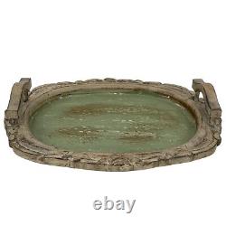 Hand Carved Serving Tray with Handles 17 Inches