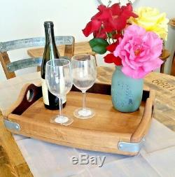 Hand Crafted Wine Barrel Rustic/Vintage Serving Tray