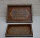 Handcrafted Decorative Wood Breakfast Ottoman Serving Tray Set of 2, Home Décor