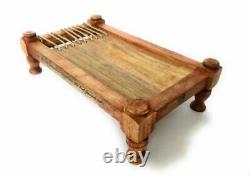 Handcrafted Indian Charpai Wooden Serving Tray, Vintage Design Snack Serveware