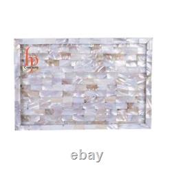 Handcrafted Mother of Pearl Inlay White Decorative Serving Tray for Home Decor