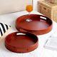 Handcrafted Premium Mahogany Finish Round Wooden Classic Serving Tray (set Of 2)