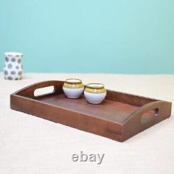 Handcrafted Premium Mahogany Finish Wooden Serving Tray (large) 16 X 11 Inch