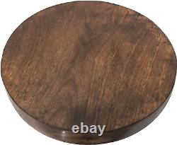 Handcrafted Rustic Wooden round Serving Trays round with Galvanized Handles Brow