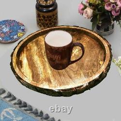 Handicraft Wooden Round Serving Tray For Table Decor, Home Decor