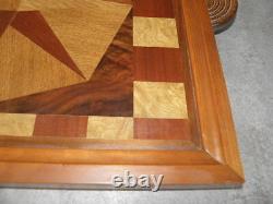 Handled Serving Tray tea Hardwood Table Centerpiece wooden Wood Marquetry old