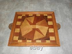 Handled Serving Tray tea Hardwood Table Centerpiece wooden Wood Marquetry old
