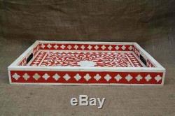 Handmade Bone Inlay Antique Serving Tray, Coffee Table Tray, Dinning Table Tray
