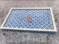 Handmade Bone Inlay Rectangle Tray Beautifully Crafted Tray Serving Tray