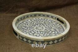 Handmade Bone Inlay Round Tray Decorative Serving Tray Best Gift For Your Favori