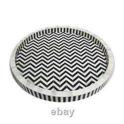 Handmade Bone Inlay Round Tray Decorative Serving Tray Best Gift For Your Favori