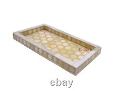 Handmade Bone Inlay Tray Kitchen Serving tray Home decor Honeycomb Art