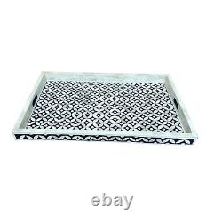 Handmade Bone inlay Unique Pattern tray Dinning Table Serving Tray Kitchen