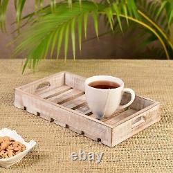 Handmade Colorful Rustic Wooden Serving Tray for Coffee/Tea and Drinks Set of 1