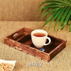 Handmade Decorative Wooden Serving rectangular Tray Great for Food and Drink