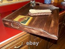 Handmade Distressed Red Mahogany Stove Top Cover Noodle Board / Serving Tray