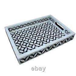 Handmade Kitchen Serving Bone Inlay Tray Dining Table Tray Vintage Home Decor