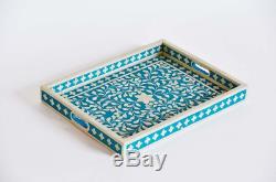 Handmade Mother Of Pearl Inlay Tray Decorative Serving Tray Beautifully Crafted