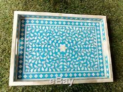 Handmade Mother Of Pearl Inlay Tray Decorative Serving Tray Beautifully Crafted