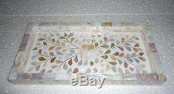 Handmade Mother Of Pearl Inlay White Tray Serving Tray Decorative Tray