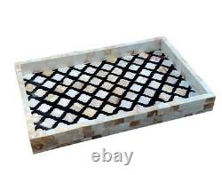 Handmade Serving Tray Kitchen mother of Wooden Modern Pattern home décor tray